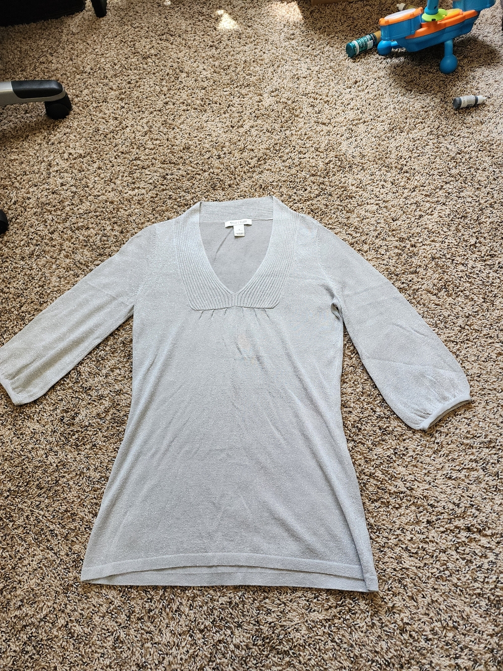 White House Black Market Light Gray V-Neck Tunic